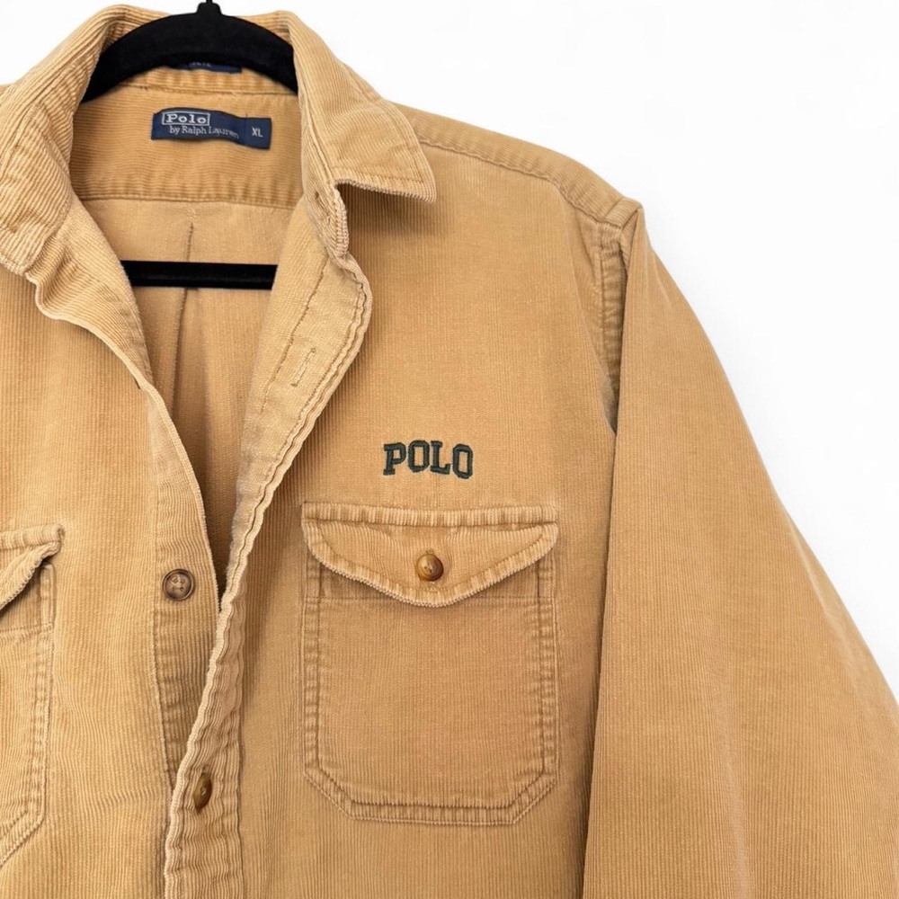 Vintage Polo Ralph Lauren preppy brown corduroy button up shirt size large